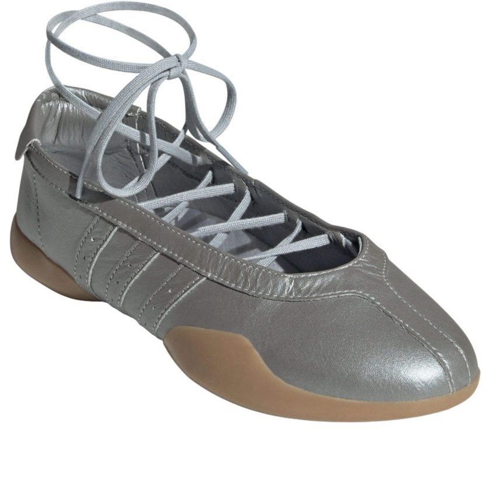 adidas Silver Lace-Up Athletic Ballet Flat